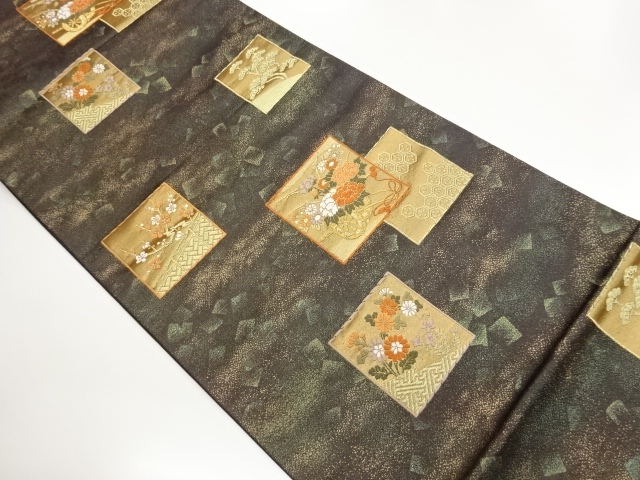 JAPANESE KIMONO / FUKURO OBI / WOVEN KIKKO & FLOWER 